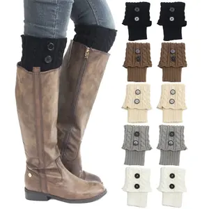 5 Pairs Boot Cuffs Ankle Warmers, Winter Crochet Knitted Leg Warmers for Boots, Short Boot Socks for Women (Black+White+Gray+Beige+Brown)