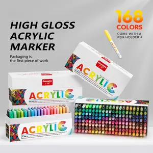 72/168-color Acrylic Liquid Marker Pen Set, Large-capacity Notebook Pens, Bright Colors and Stackable Colors, 0.3-1mm Line Width, Suitable for DIY Ceramics, Glass, Wood, Adults and School Students Art Painting Highlight Pens, Acrylic Art Kit