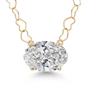 Gem Stone King 3.00 Cttw 14K Yellow Gold IGI Certified Lab Grown Diamond Pendant Necklace for Women | Gemstone April Birthstone | D-E Color | VS-VS1 Clarity | With 18 Inch Gold Heart Chain