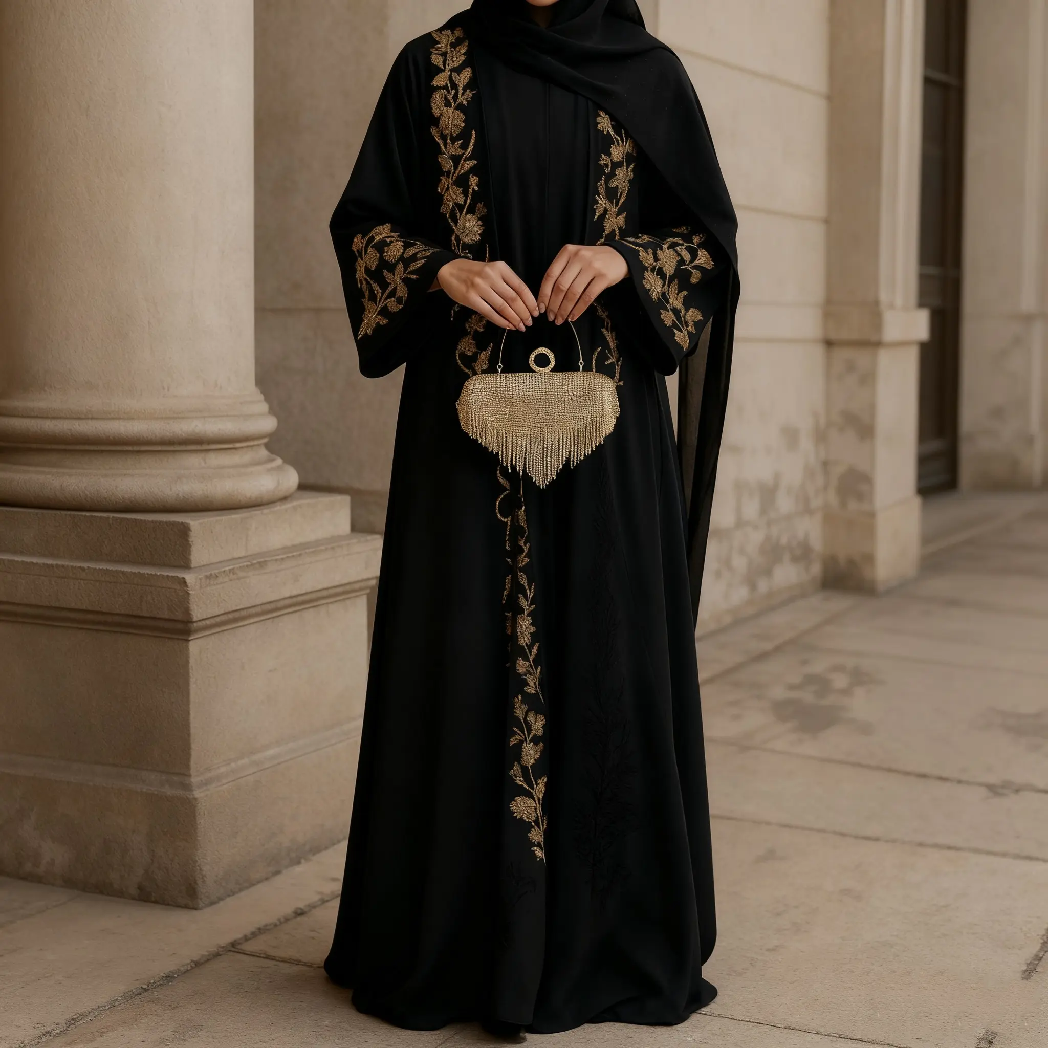 dressing table rose gold Black Long Gold Sequins Fitted Deep V Neck Ruffle Sleeve Formal Dress –  Sultan Dress