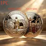 1 Count Cross Design and Resurrection Memorial Coin, Medal Alloy Relief Decorative Keepsake Gift, Religious Ornament for Easter Holiday, Church Decoration, Family Gathering Commemorative Collectibles, Religious Decorations
