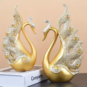 New 2pcs/set Exquisite Swan Pair Statue - Elegant Modern Handicraft Decor - Perfect for Living Room Wine Cabinet & Festive Occasions, Thanksgiving to Christmas Gift Ide Ornaments