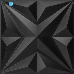 New 12-Tile, 32 Square Feet Large-Scale 3D Starburst Graphics Design Wall Panel - Durable Polyvinyl Chloride Material, Easy-to-Install Sheet Shape, Black Finish, by Art3