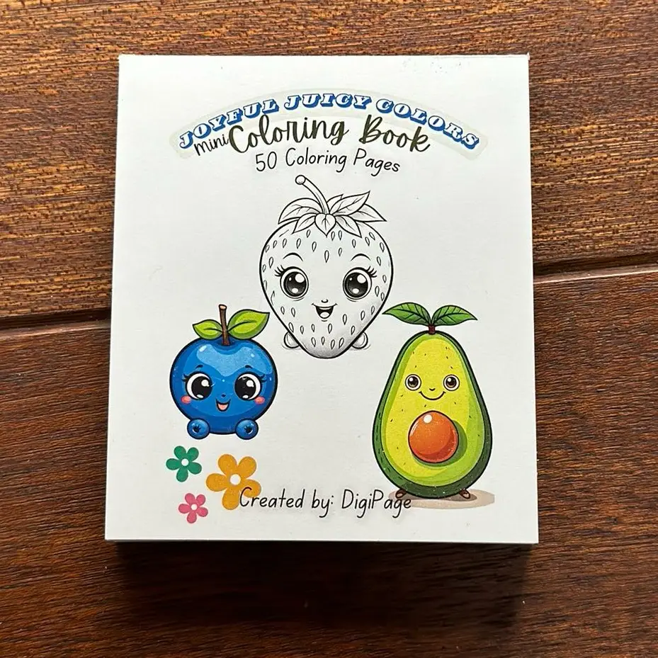 Joyful Juicy Colors Mini Coloring Book | Fruities Cuties Coloring Book | Party Activity | Classroom Activity Book | Busy Bees Relaxing activity | Dest