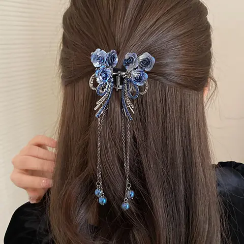 Women's Elegant Rhinestone Decor Butterfly Design Hair Claw, Flower & Tassel Design Hair Claw, Chic Gorgeous Hair Accessories for Daily Hairstyle Decor Hair Clip, Goddess Hair Clip, Butterfly Clips