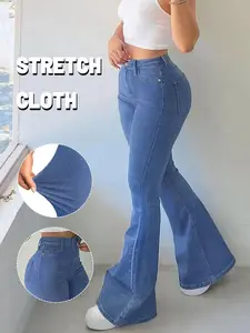 GILIPUR Y2K Women's Stretchy Slim-Fit Washed Flare Pants, Casual Pants with Button Fly and Pocket Design, Flare Jeans Suitable for All Seasons, Selected High-Quality Goods, Christmas, Outfit Ideas, T-Chic