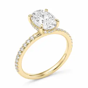 The Mystique — Oval Hidden Halo Ring with Pavé Band Lab Grown Diamond Bridal