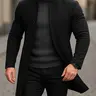 【Black Friday】Men's Solid-Color Button-Front Stand-Collar Overcoat, Regular-Fit Long-Sleeve Outerwear for Casual Daily Wear and Formal Occasions, Coats for Fall & Winter