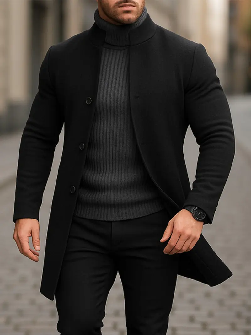 mens black winter dress coat Amelia Black Leather Ballerina – Andrea Gomez