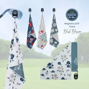 Magnetic Golf Towels for Golf Bags Women 16x24 in Golf Bag Towel w/ Carabiner Clip for Easy Cleaning, Pink Womens Golf Towel Magnet, Tennis Towel, Pickleball, Gym, Disc Golf Rag, Golf Club Towel