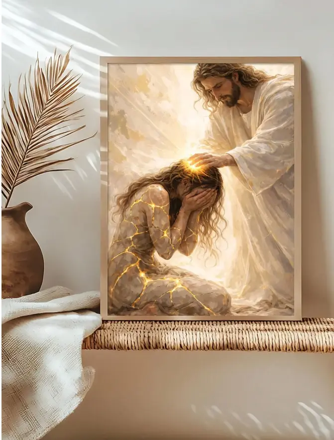 Christian Jesus Canvas Wall Art Healed By Him Bible Poster Unframed