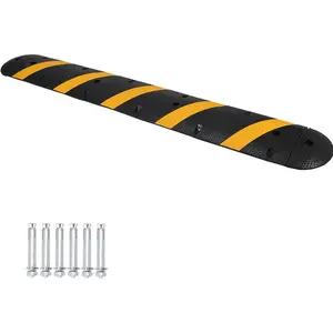 Heavy Duty Speed Bumps for Driveway, 84 in Rubber Speed Bumps, 2 Channel Modular Traffic Speed Bump Hump Cable Protector Ramps for Asphalt Concrete Gravel Driveway Road with 2 End Caps