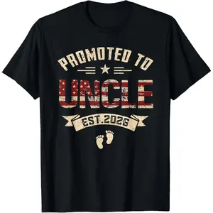 🚀Summer Outfits Streetwear New Uncle Promoted to Uncle Est.2026 Tee| 100% Cotton Funny Family Gift Graphic Shirt for Men Unisex TikTok Shop Deals