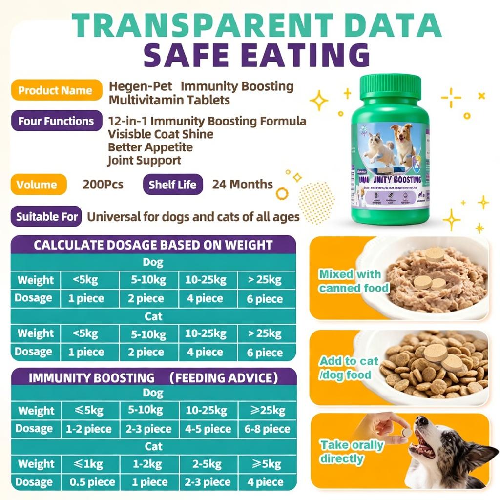 12-in-1 Immunity Boosting for Dogs & Cats – Stronger Immune System, Shiny Coat & Better Appetite | Hegenpet