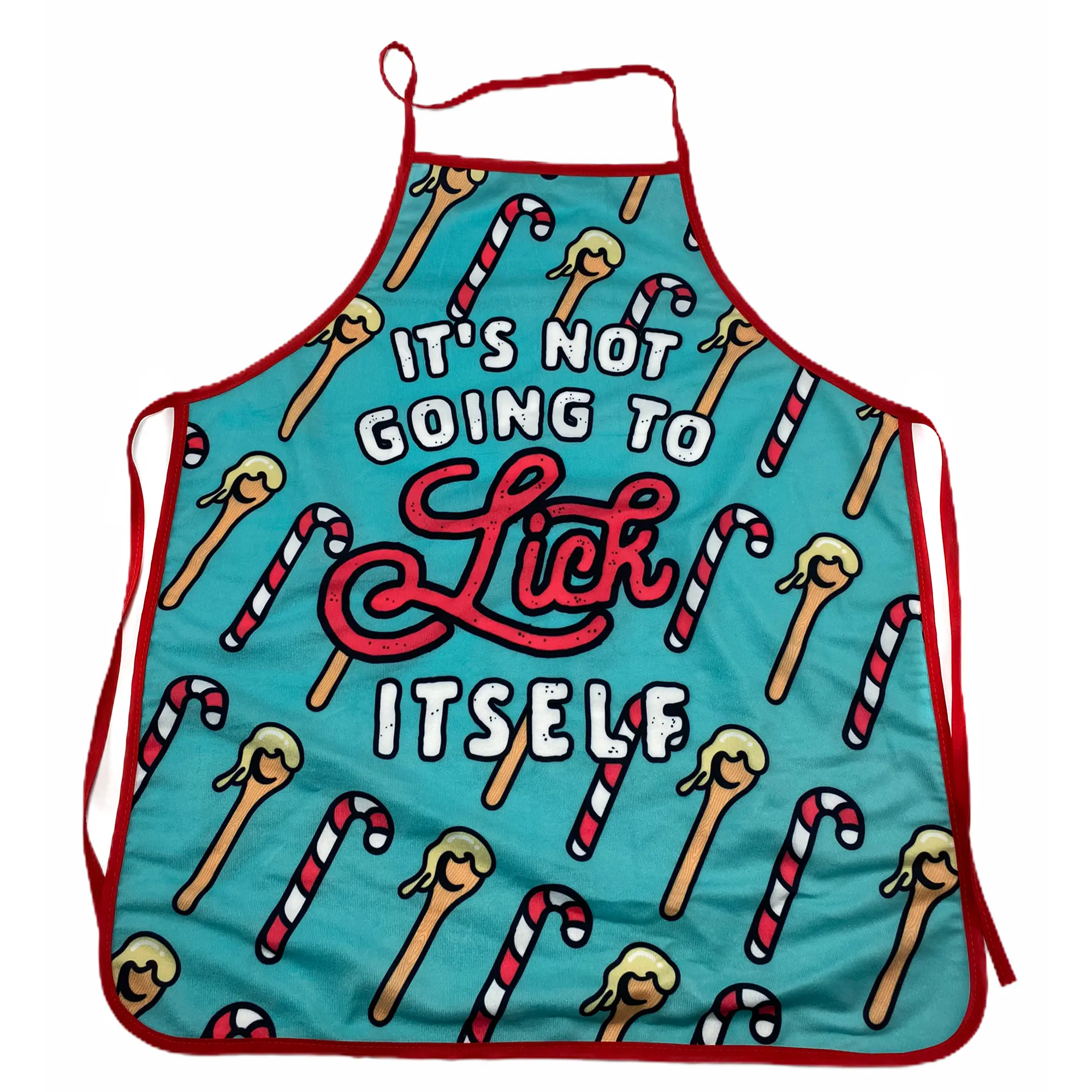 It's Not Going to Lick Itself Apron Funny Christmas Baking Candycane Graphic Novelty Smock Funny Aprons Adjustable Household Items Graphic Print Christmas Grill Apparel Funny Food Cover Grilling Apparel for Men Blue
