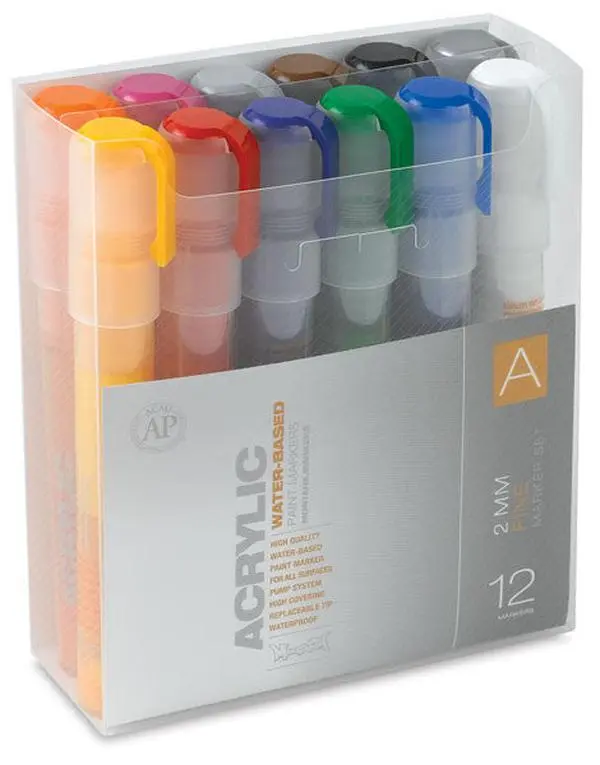 Montana Acrylic Paint Marker "A" Set of 12 - Fine (2mm)