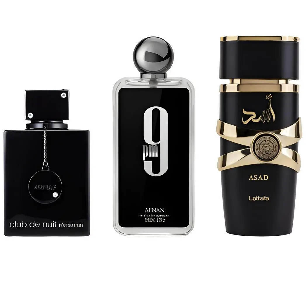 Oudlash Bundle | Club de Nuit Intense Man + 9 PM + Lattafa Asad | Men's Fragrance | 100ML - 3.4 | Eau De Parfum |  Lemon, Pineapple, Bergamot