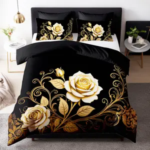 Golden Rose Elegant Bedspread Set: 1 Bedspread + 1/2 Pillowcase, Core Not Included - Comfortable and Soft Bedroom or Dormitory Bedding Set