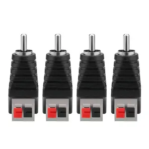 Rca to speaker wires adapter 4pcs rca male to spring press type terminal speaker wire cable converter nonsoldering rca jacks