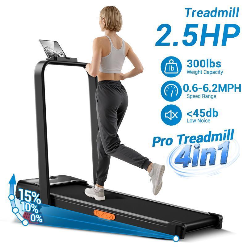 UMAY Treadmill with 15% Incline, 4-In-1 Portable Foldable Under Desk Treadmills for Home and Office, 2.5 HP Quiet Walking Pad with 300 LBS Capacity