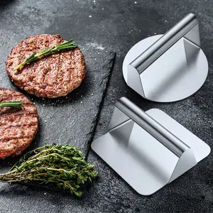 Stainless Steel Burger Press, Manual Meat Pressing Tool, Ideal for Burgers, Frying Pans, Pancakes, Ergonomic Heat Resistant Handle