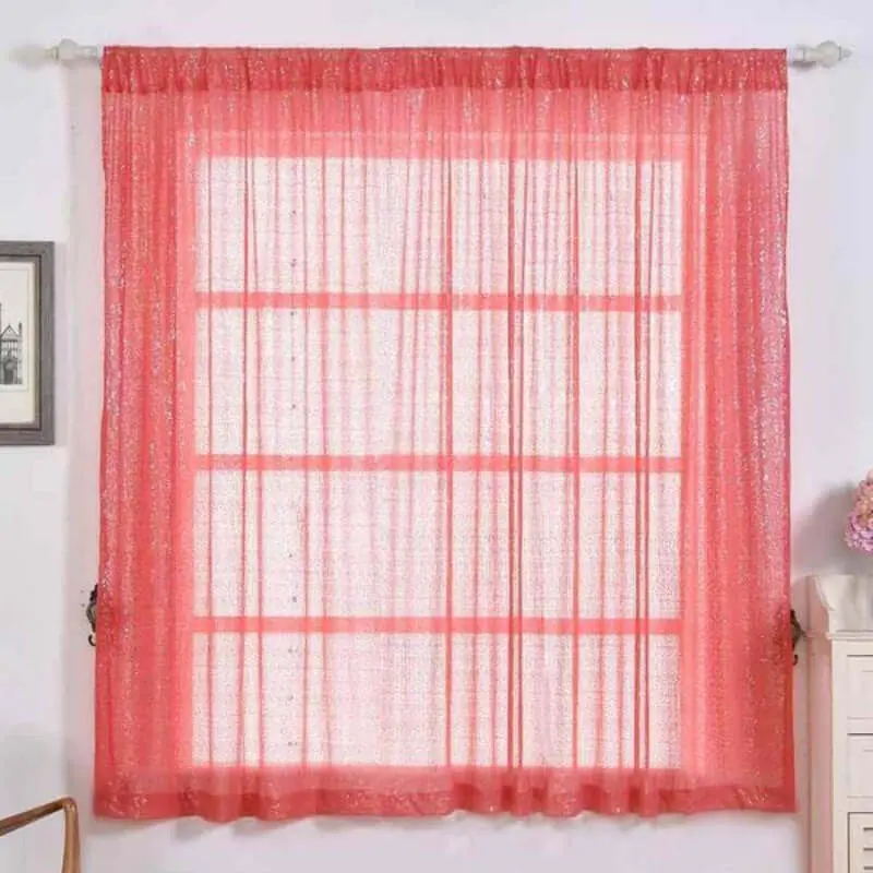 Pack of 2 Coral Sequin Curtains With Rod Pocket Window Treatment Panels 52"x64", Curtain For Windows, Window Hanging
