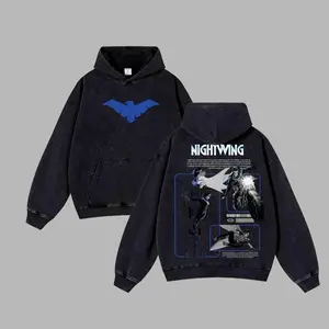 Nightwing Superheror Retro Acid Washed Hoodie, Top Apparel Classic Oversized Super Hero Movie Man Clothes Cotton designer shirts Movie Shirt, graphic tees, men gifts, ,Graphic Streetwear shirt Crew Neck Graphic Shirt Gift for all