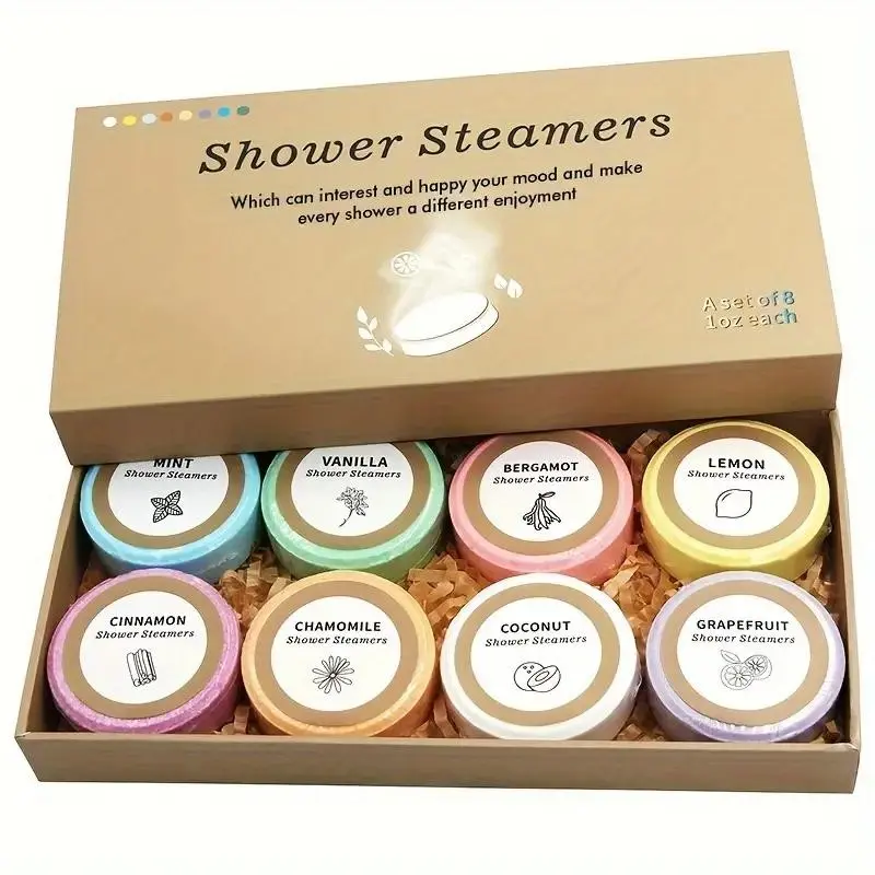 Shower Steam Gift Box Set, 8-Pack Bath Bombs & Shower Sheets, Essential Oil Spa for Women Men, Self-Care Relaxation, Valentine Birthday Gifts