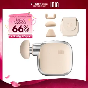 INIA PocketForce Palm-Sized Massage Gun – Portable Deep Tissue Massager with 3000 Percussions/Min, 7mm Stroke Depth & 10 lbs Force, Ultra-Quiet <48dB, 3 Heads & 4 Speeds, USB Rechargeable Travel Companion Gift Set