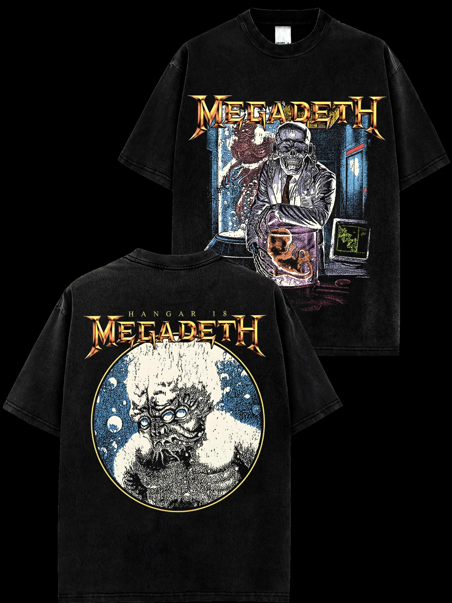 [MetalStyle] Megadeth Hangar 18 Retro Unisex 100% Heavyweight Cotton T-Shirt – KILLING ROAD World Tour Rock Thrash Metal Cotton Tee, Heavy Metal Rock Band Shirt, Oversized Vintage Tee, Heavy Metal Merch, Gift for Rock Fans