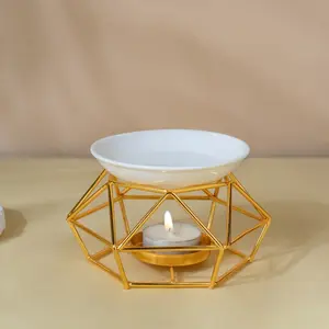 Iron Art Essential Oil Lamp, Ceramic Aromatherapy Diffuser, Candle Holder, Air Purifier, Relaxing Essential Oil Burner, 1pc