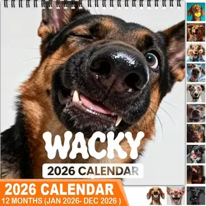 2026 Odd Wacky Dog Theme Wall Calendar, 12 Months Vibrant Colorful Illustrations, 7.9in X 7.9in Perfect Compact Size, Cute Fun Dog Art Decor Gift