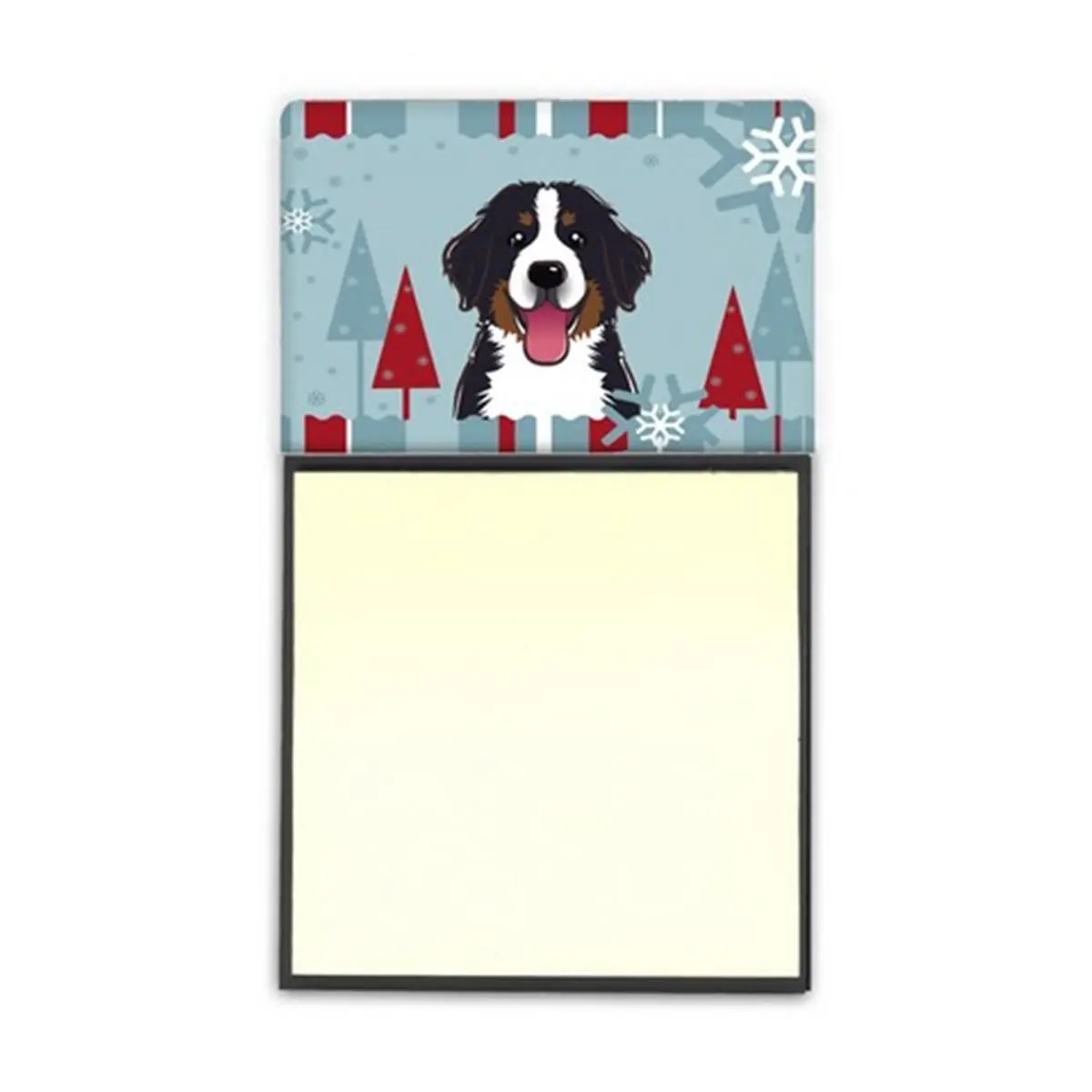 212 MAIN Bernese Theme Refillable 3x3 in Magnet Sticky Note Holder - 0.3 lbs Office Stationery Supplies Desktop Accessories, Rigid Base, Artist Artwork Top, Winter Desk Organizer Supply, Perfect Gift for Anyone