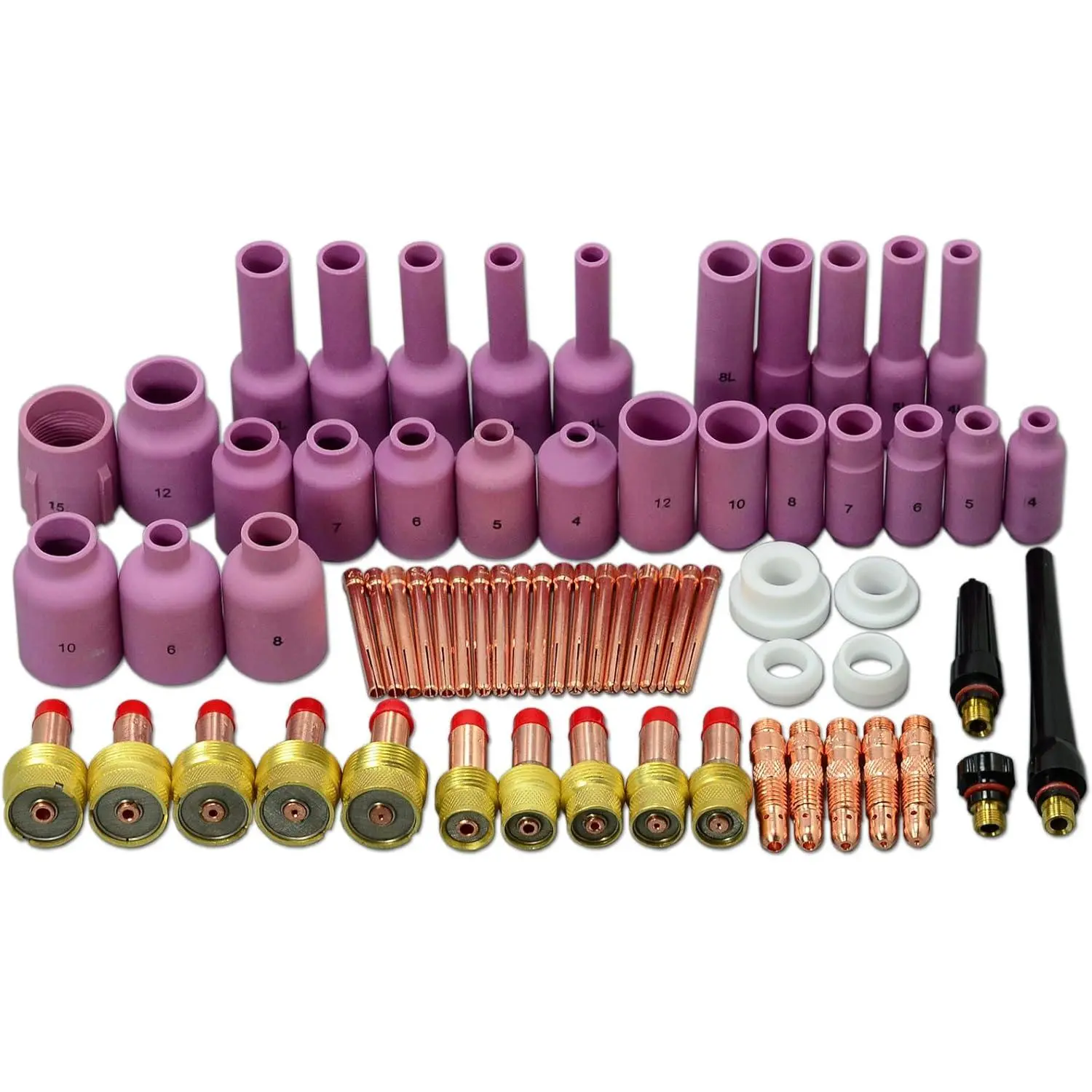 TIG Gas Lens Collet Bodies 10N 45V - Large Diameter Ceramic Cups for QQ300 PTA DB SR WP 17-26 TIG Welding 67 Count