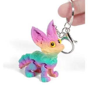 FuRise 3D Printed Big Ears Fox Keychain - Cute Animal Gift for Friends & Family | Multiple Colors | Durable PLA Material | Unique Design