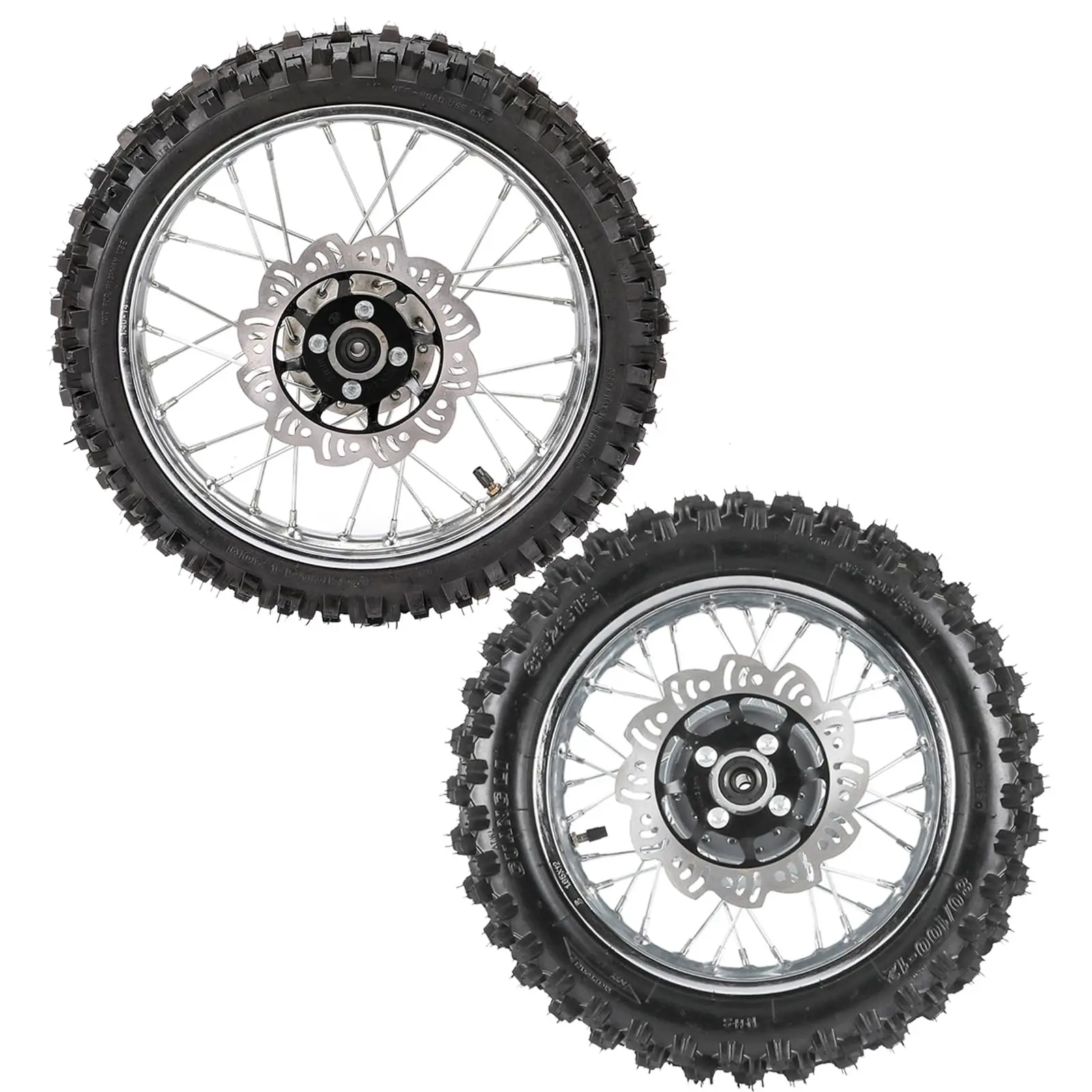 60/100-14" Front Tire and Rim 1.4x14 Dirt Bike Wheel Assembly & Disc Brake Rotor & 630mm 45/48 Front Fork & Triple Tree Upgrade Kit for Pit Dirt Trail Monkey Bike Scooter Razor KX65 XR70 Off Road