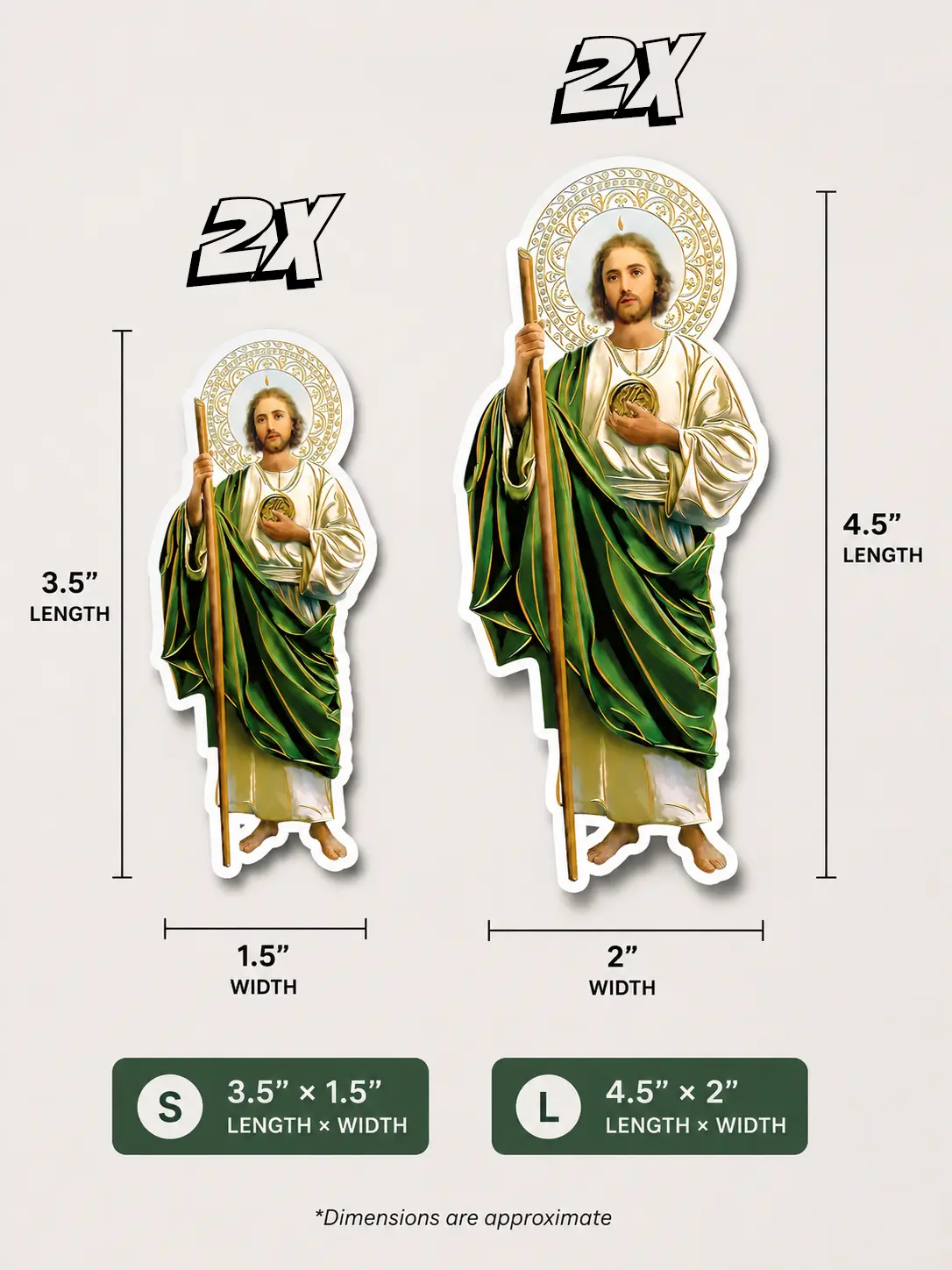 4x San Judas Tadeo Decals/Stickers - High-Quality Vinyl for Customization and Personalization