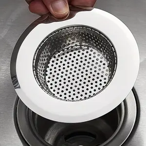 Stainless Steel Kitchen Sink Filter, Round Sink Strainer, Kitchen Sink Drain Cover, Universal Sink Strainer for Most Kitchen Sinks