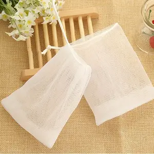 Exfoliating Soap Bubble Mesh Bags - Drawstring Holder Bags for Body and Face - Foaming Net for Soap Saver and Foam Control, Body Care Tool