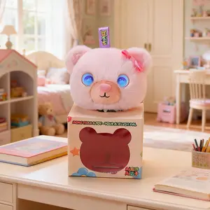 A pink pig and brown bear shaped AI plush toy that can have conversations and serve as both a desktop ornament and a decorative pendant.