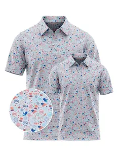Stars Stripes & Smiles Polo Golf Shirt USA 250th Anniversary Short Sleeve Outdoors Menswear Tops Fabric