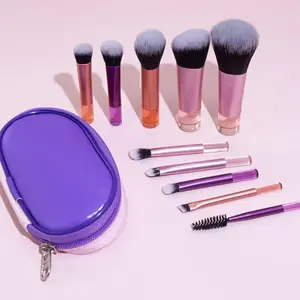 ON THE GO Makeup Brush Set - 10pcs Mini Full Function Cosmetic Brushes Kit with Brush Pouch