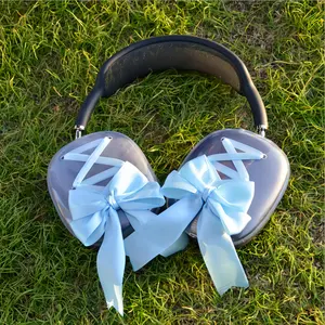 Handmade lace Blue bow headphone cover for airpods max. kawaii style.