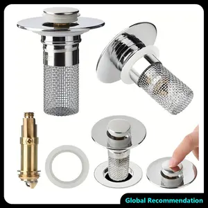 Standard Bathroom Sink Drain Filter Hair Catcher Removable Stainless Steel Mesh Basket for Hair/Soap Scum  Fits 0.8 to 1.3 Inch Drains