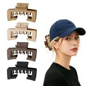 3Pcs Claw Clips for Baseball Caps, Strong, Non-Slip Square Design Hair Clip for Hat for Women Hair Accessory Gifts Mixed Color for Thick and Fine Hair
