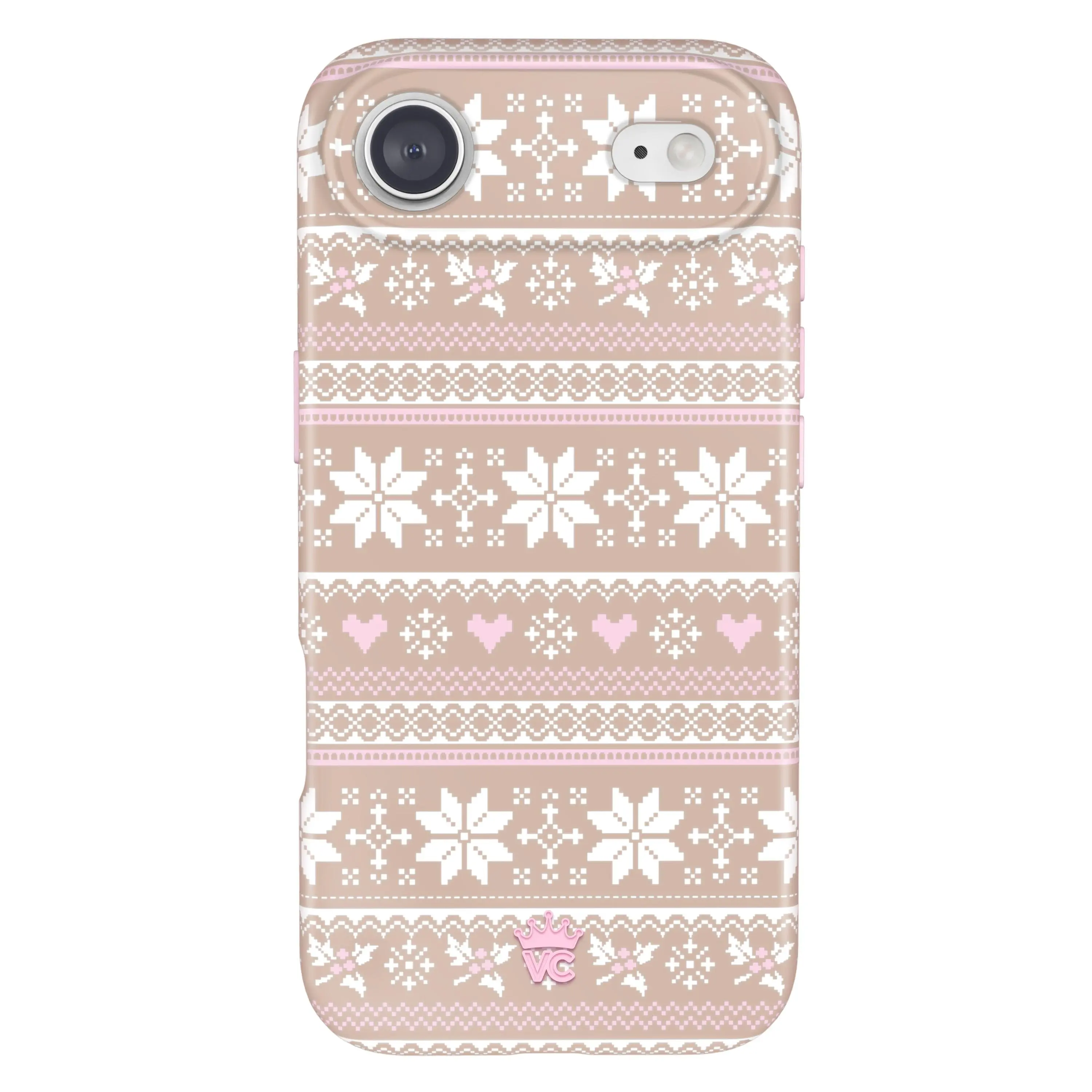Velvet Caviar Chai Latte MagSafe Smartphone Case - Vintage-Inspired Taupe, Baby Pink & White Shockproof Accessories, Limited Edition Holiday Dreams Collection for iPhones