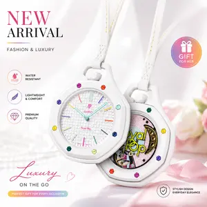 Luxury Swatch Style Watch Necklace, Royal Mechanical Pendant Watch, Perfect Gift, 8 Colors