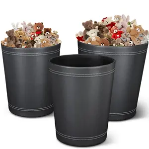 PU Leather Storage Basket, Trash Garbage Can, Durable Storage Basket for Home Hotel Bathroom Office, Home Organizer Supplies