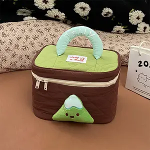 Cartoon handle makeup bag, portable travel toiletry bag for women, large-capacity hand-held cosmetic storage bag