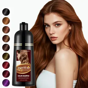 Argan Oil Hair Dye Shampoo Cherry Brown - 16.9 Fl Oz haircare ,Instant 3 in 1 Herbal Color Shampoo for long-lasting Natural gray coverage, Easy To Use Comfort